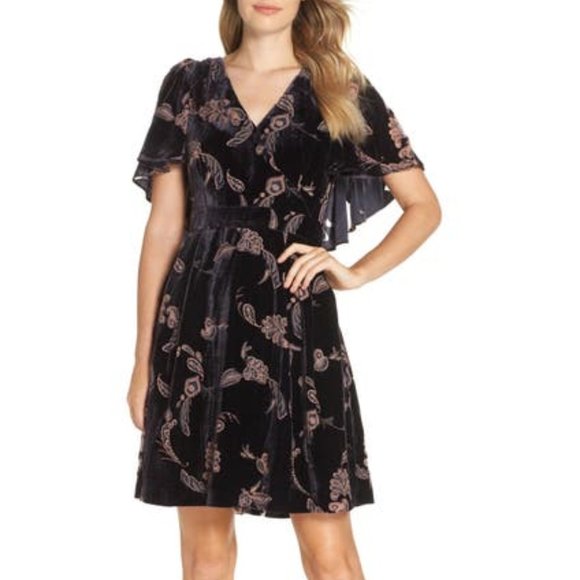 Eliza J - Capelet Velvet Dress - Picture 1 of 9